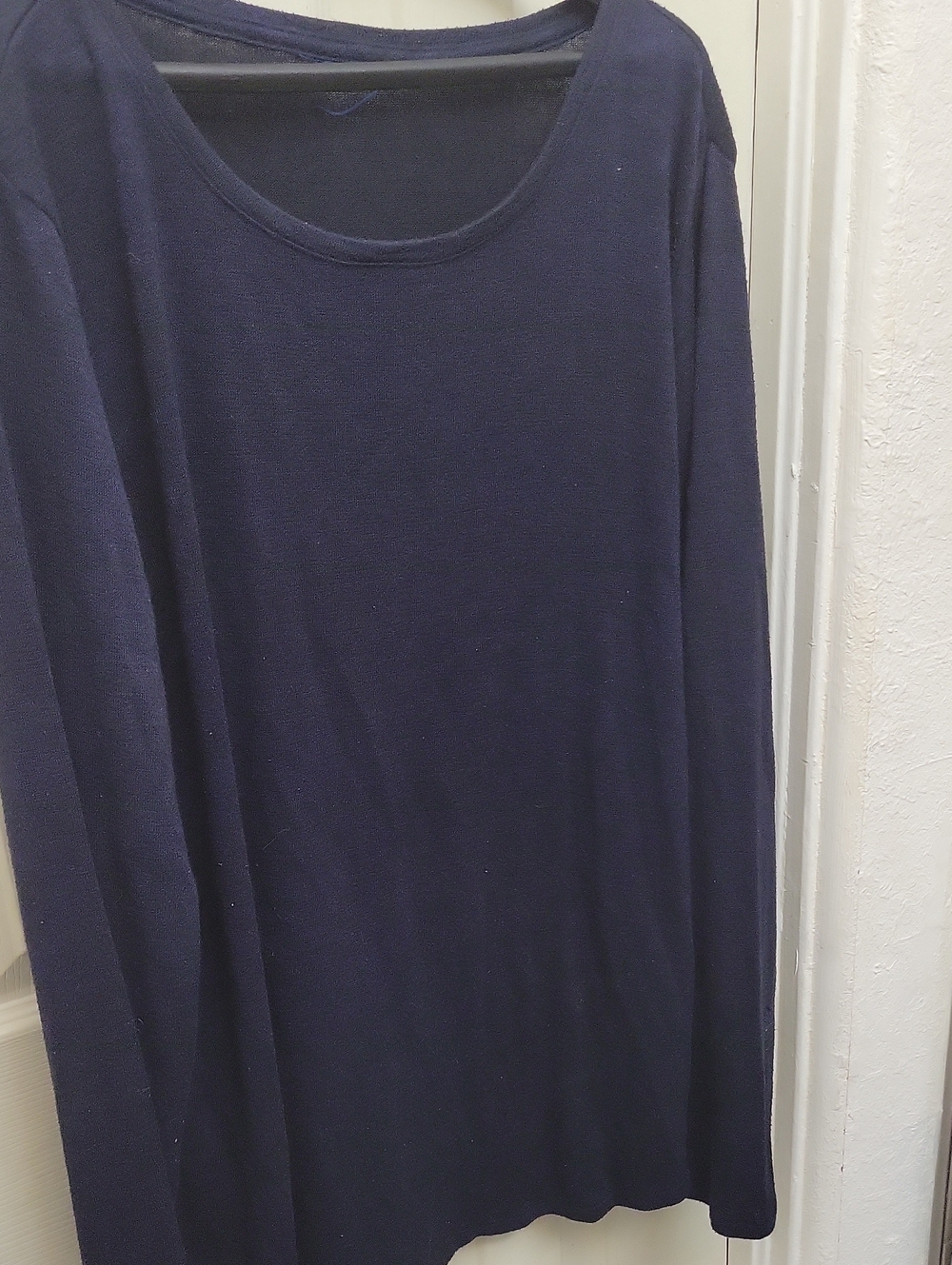 Ladie's Long-Sleeve Crewneck Shirt - Navy